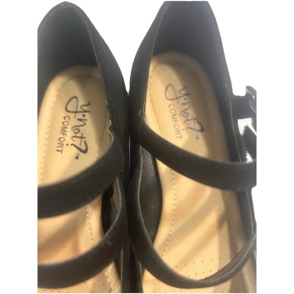 Y-Not Platform Wedge Strappy Sandals Heels Black Suede Woman Sz 7 Shoes Comfy - Picture 13 of 15